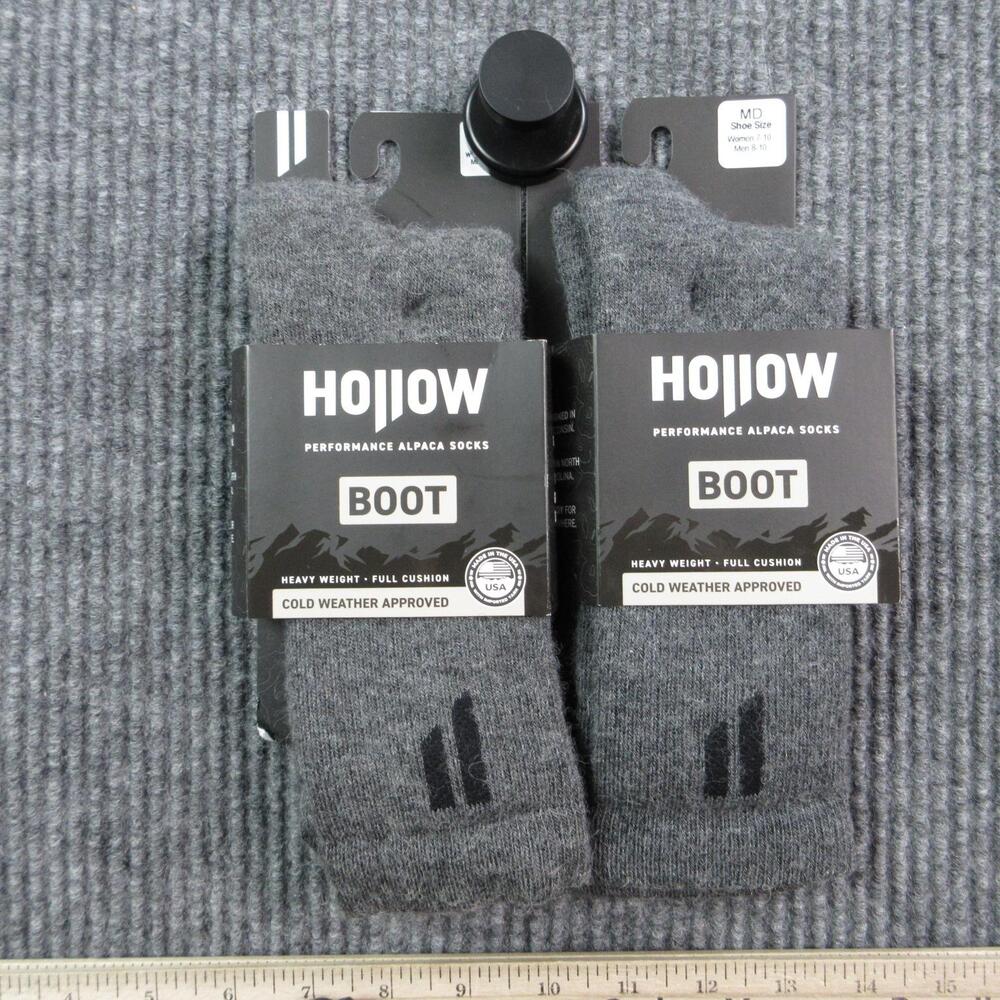 Hollow Socks Mens M Gray Boot Over The Calf Alpaca Nylon Spandex 2 Pair NWT